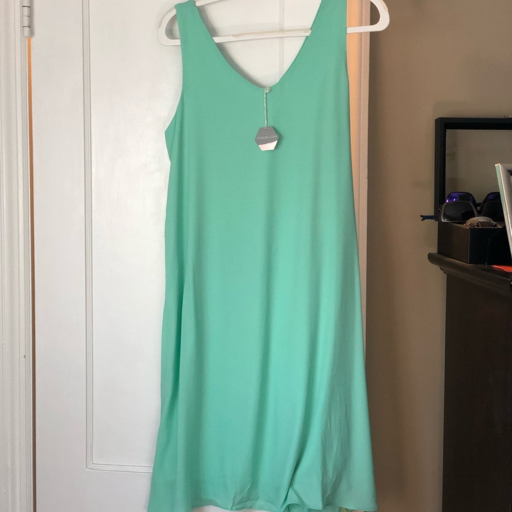 Maternity Pink Blush Mint Green Tie Back Dress